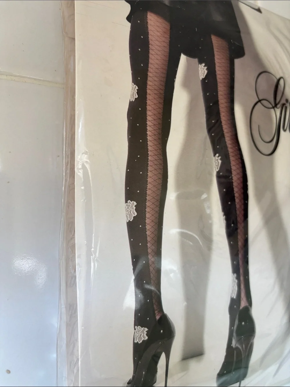 Black Floral Patterned Sheer Tights